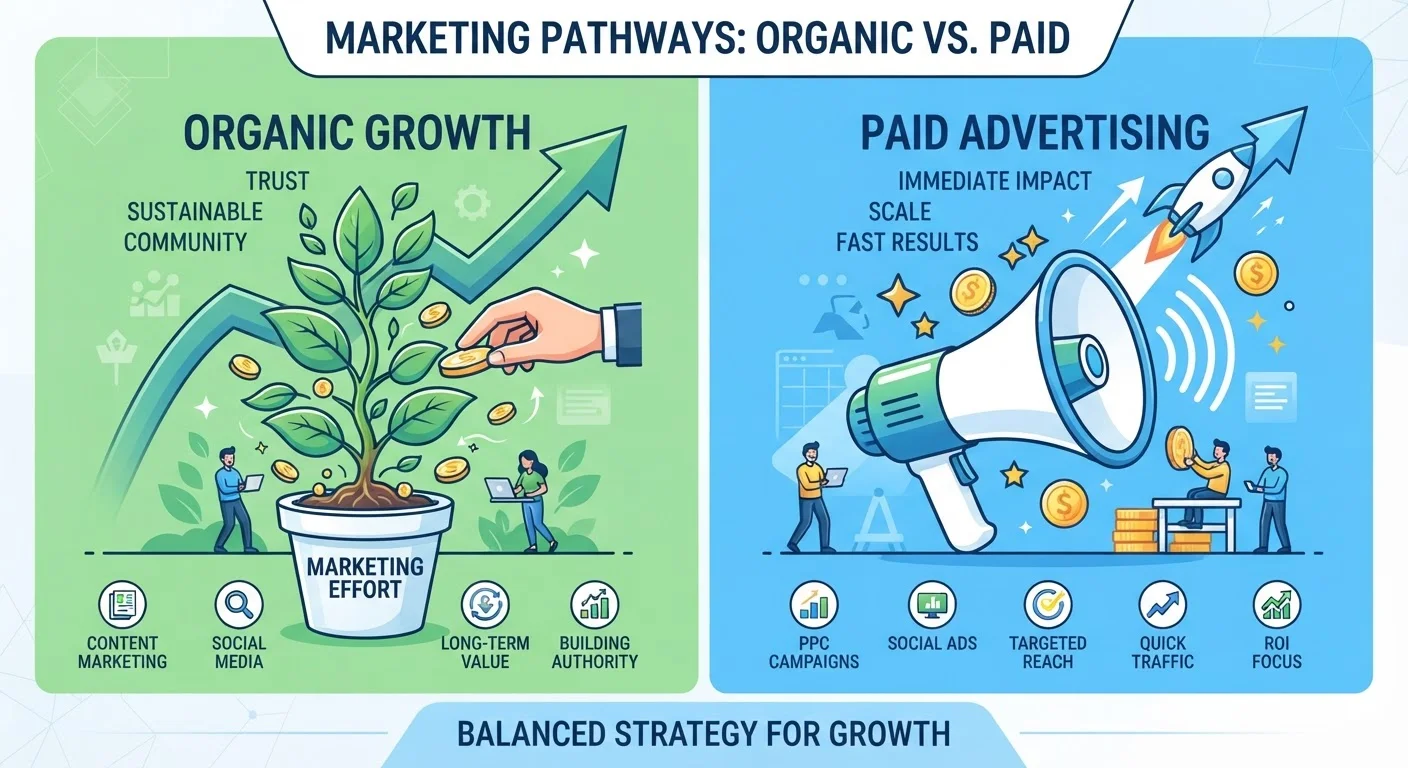 Organic Growth vs. Paid Advertising: Choosing the Right Engine for Your Stage